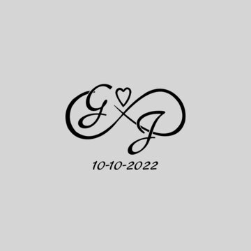 Letter GJ logo with infinity and love symbol, elegant cute wedding monogram design