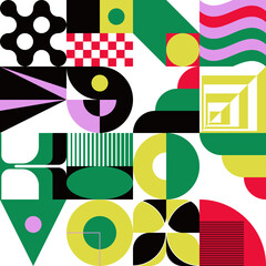 Neo-Geo Pattern Vector Graphic Inspired By Abstract Modernist Aesthetics Design