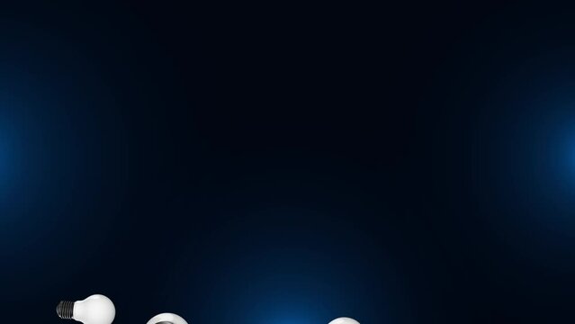4K light bulb falling down Loop Animation Backgrounds. Concept of new Creative idea, realization or discovery. 3d animation. electrical. Decision making concept, ideas. electricity, good idea, flash