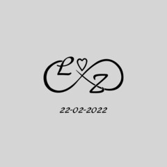 Letter LZ logo with infinity and love symbol, elegant cute wedding monogram design - obrazy, fototapety, plakaty
