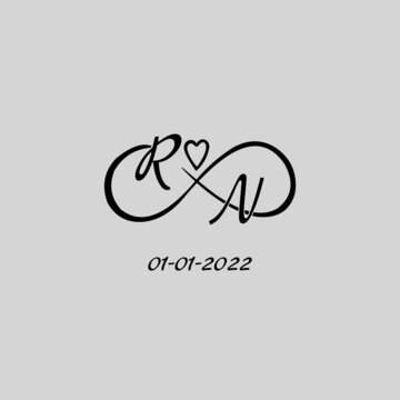 Letter RN logo with infinity and love symbol, elegant cute wedding monogram design