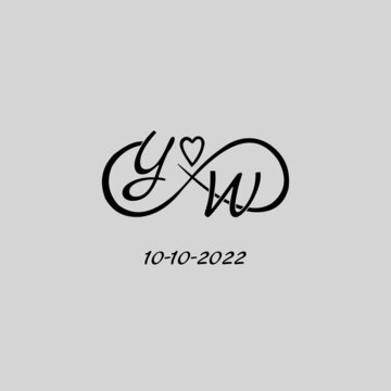Letter YW logo with infinity and love symbol, elegant cute wedding monogram design