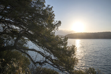 Coucher de soleil sur le Cap Ferrat depuis le Cap de Nice sur la Côte d'Azur