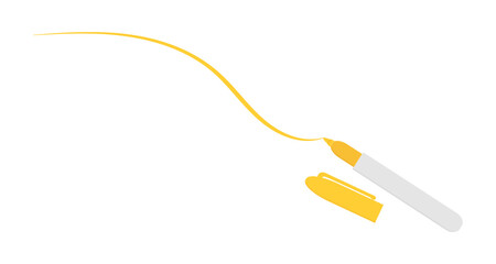 Permanent Marker Pen, Yellow Marker, Permanent Marker Vector, Yellow Pen Icon, Yellow Pen with Cap, Thick Marker, Brush Icon Vector Illustration
