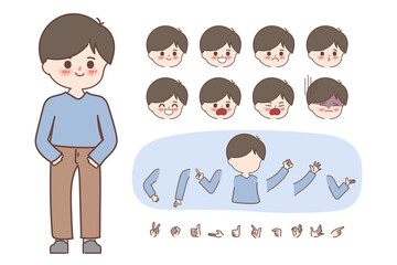 Cartoon hand drawn doodle cute man. Character creation design for animated.