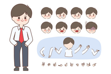 Cartoon hand drawn doodle businessman. Character creation design for animated.