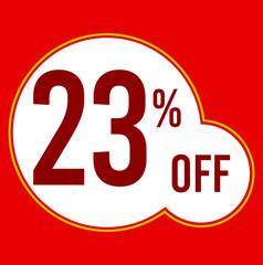 23 percent red banner with white ballons and red lettering for promotions and offers