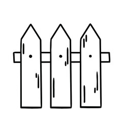Arrow barrier doodle black and white scribble cartoon natural  fence. Wooden timber village rustic rural private territory vector monochrome planks.