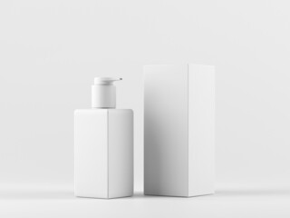 Cosmetic bottle mock-up. Minimal box 3d.