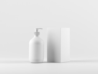 Cosmetic bottle mock-up. Minimal box 3d.