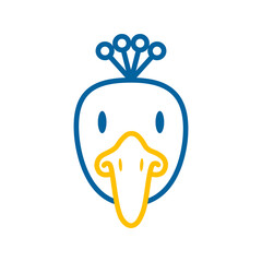 Peacock icon. Animal head vector