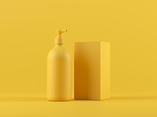 Cosmetic bottle mock-up. Minimal box 3d.