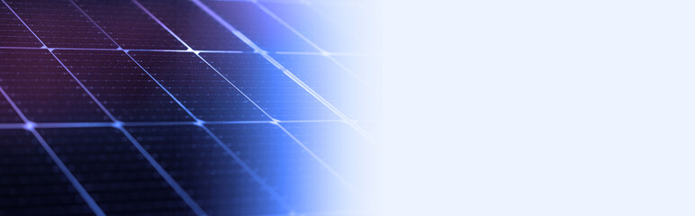 Solar panel, close-up photovoltaic. Place to copy on white background. Web banner