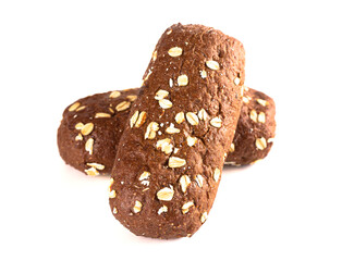 Dark Brown Bread with Oats on a White Background