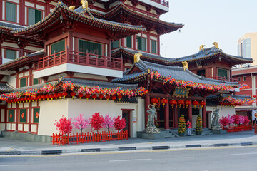 Asian pagoda styled buddhist temple