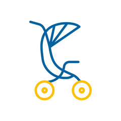 Stroller baby, carriage isolated vector icon