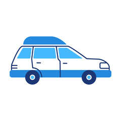 Vector illustration of car in doodle style on white background.
