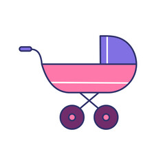 Vector illustration of cartoon baby stroller design on white background.