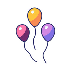 Vector illustration of cartoon three balloons on white background.