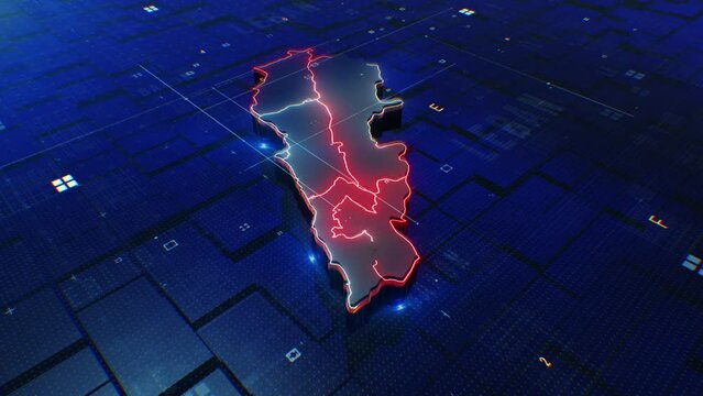 Lebanon map digital 4k 