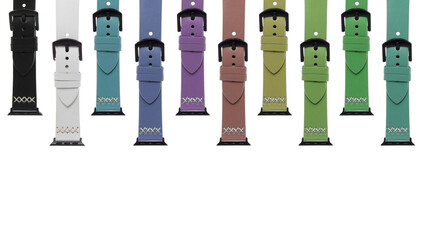 leather straps for electronic watches, smart watches, on a white background in isolation