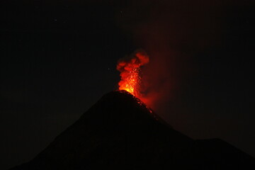 Volcano Erruption At Night