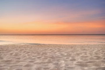  Closeup sea sand beach. Panoramic beach landscape. Inspire tropical beach seascape horizon. Orange and golden sunset sky calmness tranquil relaxing sunlight summer mood. Vacation travel holiday banner © icemanphotos