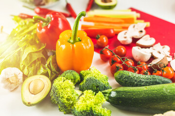 Fresh colorful vegetables, rich in nutrients and vitamins, to be used as ingredients of many recipes