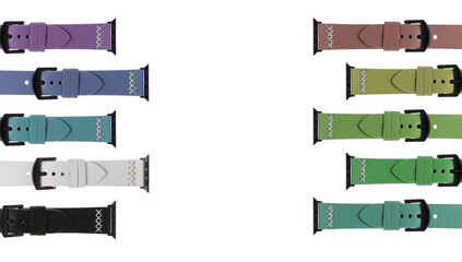 leather straps for electronic watches, smart watches, on a white background in isolation