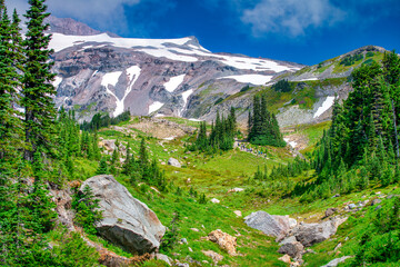 Mount Rainier with snowy peak on a beautiful sunny day, Washingt © jovannig