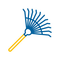 Rake for loosening ground and collecting leaves