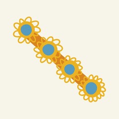 Cartoon multicolored hairpin, hair clip. Hair accessories. Beauty design. Women's salon concept. Flat design, hand drawn cartoon, vector.