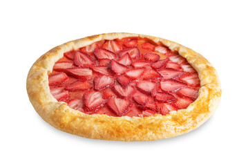 Strawberry galette on a white isolated background