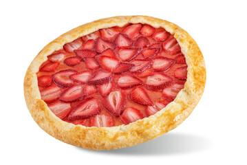 Strawberry galette on a white isolated background