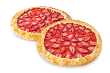 Strawberry galette on a white isolated background