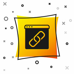 Black Browser window icon isolated on white background. Yellow square button. Vector