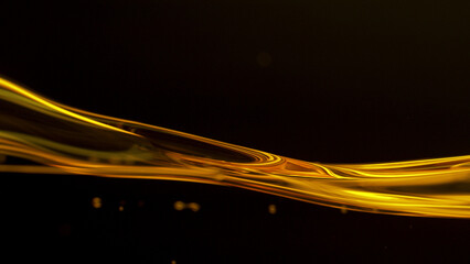 Freeze Motion Shot of Flowing Oil on Gradient Black Background