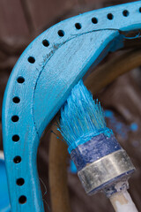 painting in blue, restoring old furniture