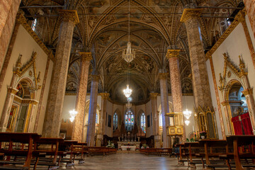 Fototapeta na wymiar Perugia Italy 2022 Interior Cathedral of Perugia, also known as the Cathedral of San Lorenzo, is the main religious building in Perugia