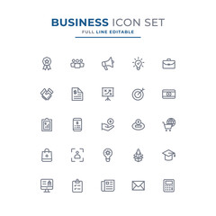Business icons set simple vector outline. contains line vectors that can be changed as needed.