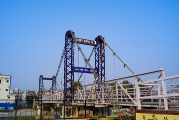 Fototapeta na wymiar Anand Mohan Mathur Jhula Pul, Indore | Suspension Bridge | Cable Bridge | Rope Bridge