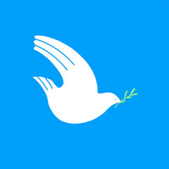 Dove of Peace. Hand-drawn dove shape. Symbol of hope. No war concept 