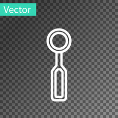 White line Dental inspection mirror icon isolated on transparent background. Tool dental checkup. Vector