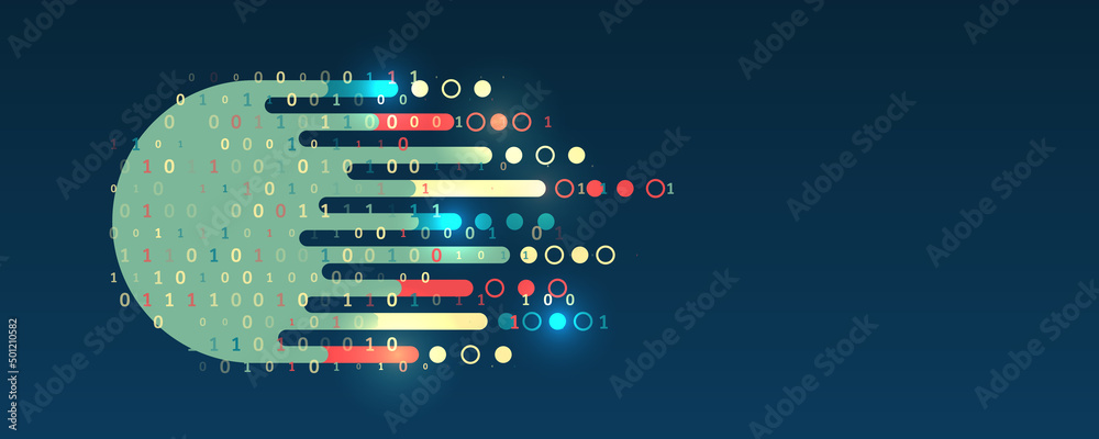 Aufkleber The flow of information in the form of waves and particles. Visualization of a large amount of data. Abstract transformation of information. Processing sorting data fragmentation. Business analytics.