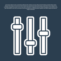 Blue line Music equalizer icon isolated on blue background. Sound wave. Audio digital equalizer technology, console panel, pulse musical. Vector