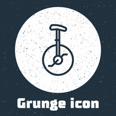 Grunge line Unicycle or one wheel bicycle icon isolated on grey background. Monowheel bicycle. Monochrome vintage drawing. Vector © vector_v