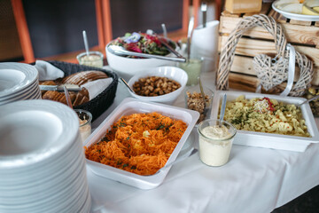 Delicious salad at a salad buffet at a wedding reception