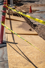 Construction Work Being Done in a Downtown Street in San Diego, California, USA