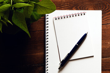 Blank notepad and on office wooden table
