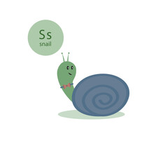 little snail looks at the backside .animal vector illustration